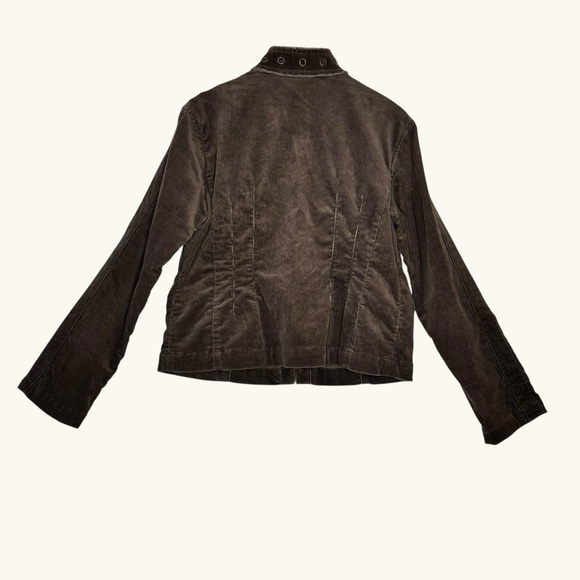 Chico’s Brown Corduroy Military Jacket Hook & Eye Grommet Front size 1 - Picture 3 of 14